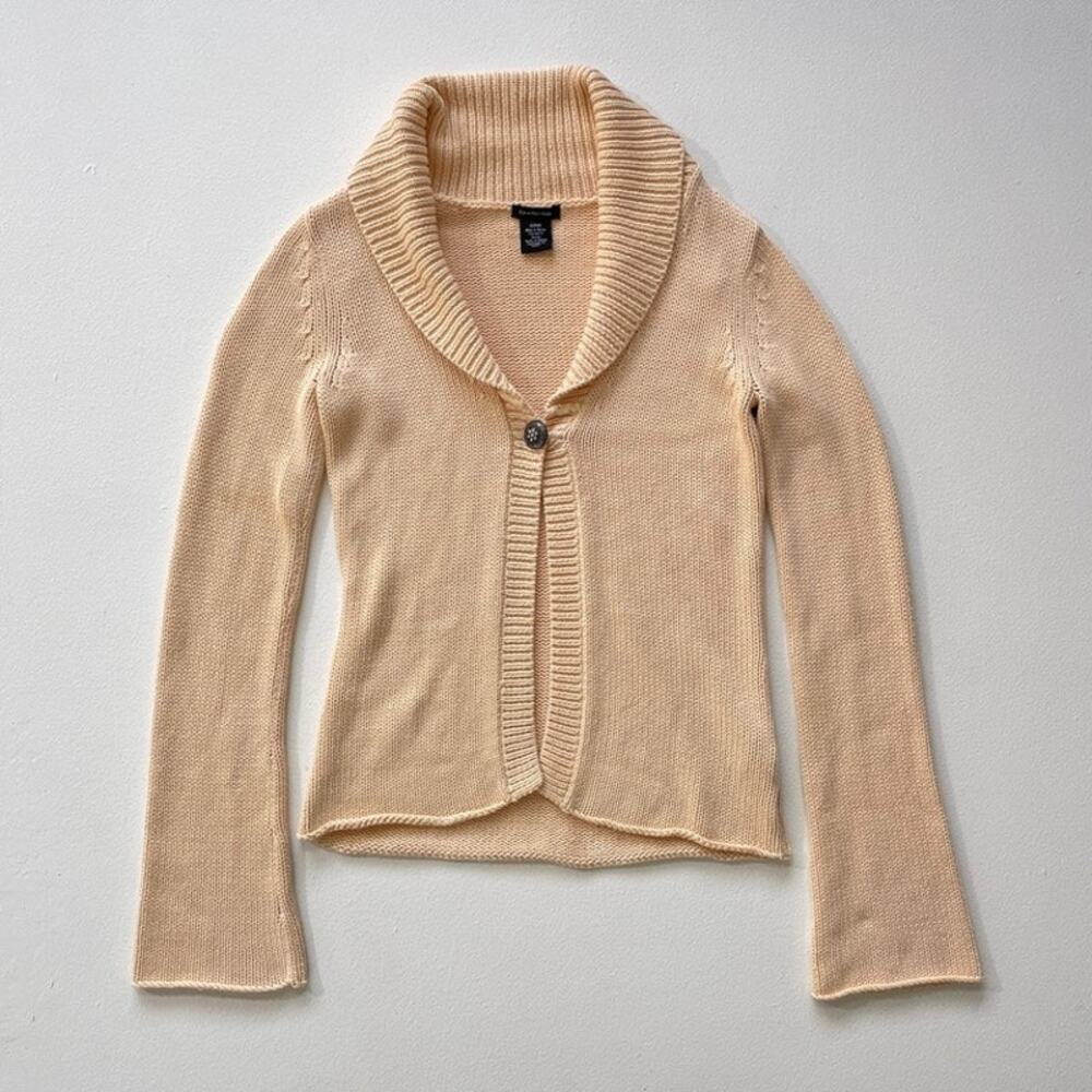 Vintage Y2K Cream Calvin Klein Knit Cardigan Sz S / Cotton Open Sweater Coquette